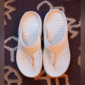 Hoka One One White Flip Flops